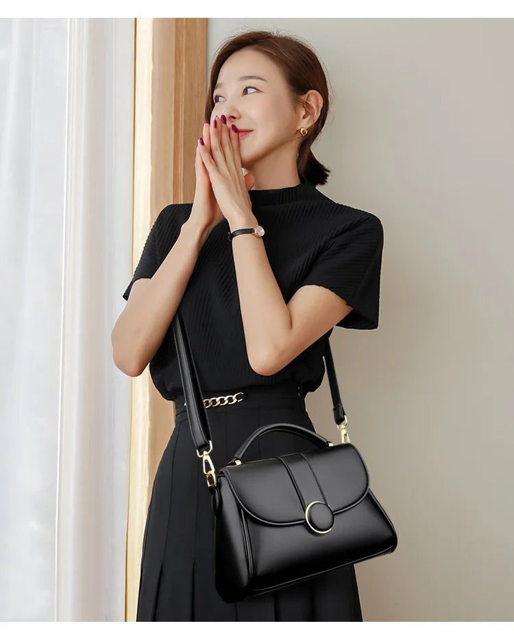 2025 New Fashionable Handbag for Women, Large Capacity, Simple Soft Leather Shoulder/Crossbody Bag, Perfect Gift