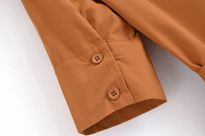 HH Woman Dresses Solid Turn-Down Collar Short Sleeve Pockets Bow Lace-Up Single-Breasted Female Fashion Long Dress 7 Color