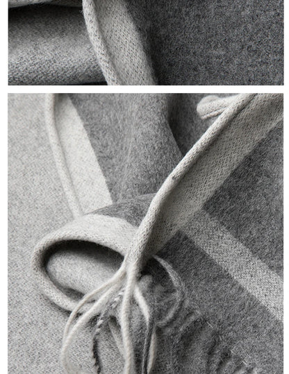 Fashion Clock Women Shawl Sweater 100% Wool Shawl Warm Female Mixed-use Cloak Autumn Winter Scarf French Tassel Cozy Wrap Clothi