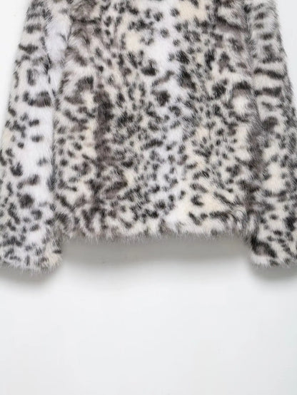 HH Woman's Fashion Coats Print Turn-Down Collar Long Sleeves Pockets Single-Breasted Female Winter Elegant Warm Jackets