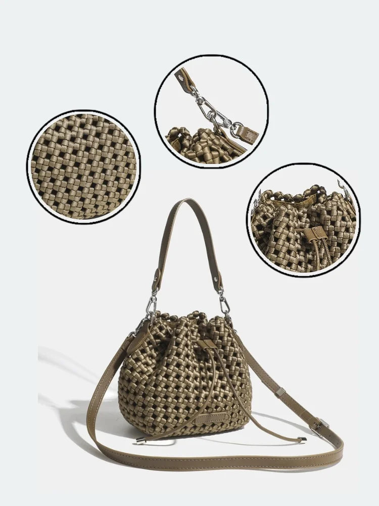 Tote bag woman Bucket bag handbags for women Nylon underarm purse European-style hand-woven bag for women
