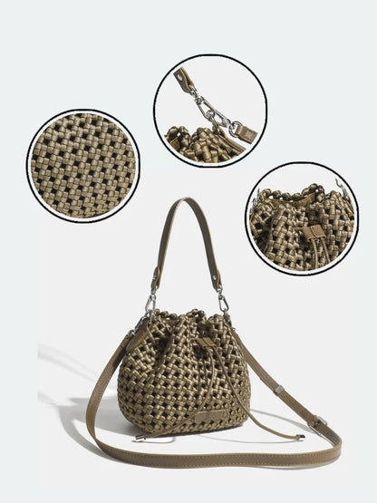 Tote bag woman Bucket bag handbags for women Nylon underarm purse European-style hand-woven bag for women