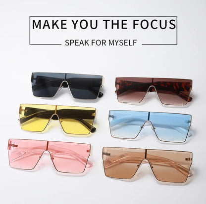 Square Sunglasses Women Men Fashion Trendy Luxury Brand Design One Piece Decoration Sun Glasses Outdoors Travel Driving UV400