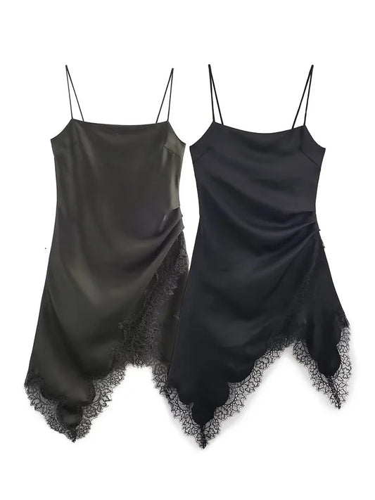 HH Woman Elegant Lace Decoration Camisole Underwear Style Top Female Spring Casual Sleeveless Backless Asymmetry Solid Tops