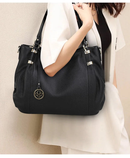 Woman Handbag Flower Print Luxury Cowhide Noble Ladies Shoulder Bag Crossbody Tote Purses Genuine Leather Bag