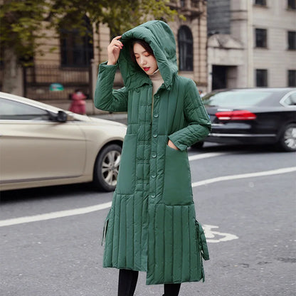 Winter Cotton-padded Clothes Women Coat 2023 Long Loose Female Hooded Padded Clothing Big Pocket Parkas Thicken Warm Jackets