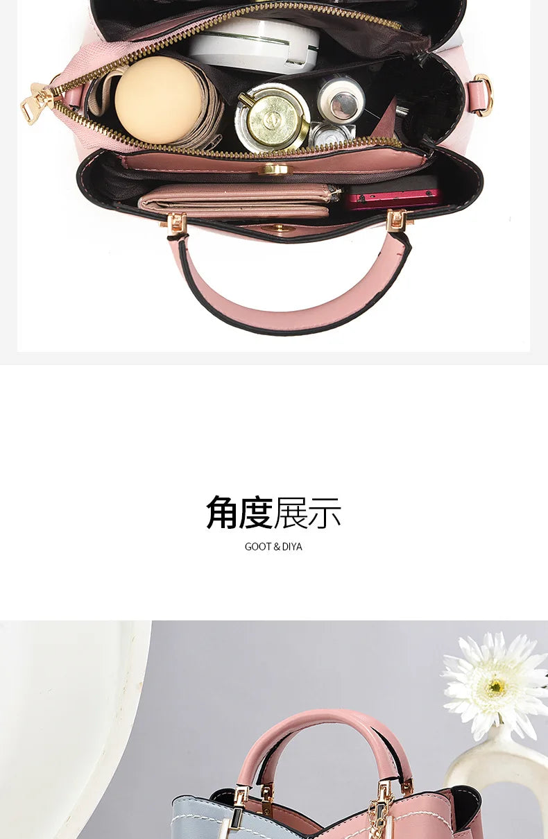 Elegant Handbag for Women Luxury Designer Top-Handle Bags High Quality Pu Leather Ladies Shoulder Crossbody Bag Casual Tote Sac