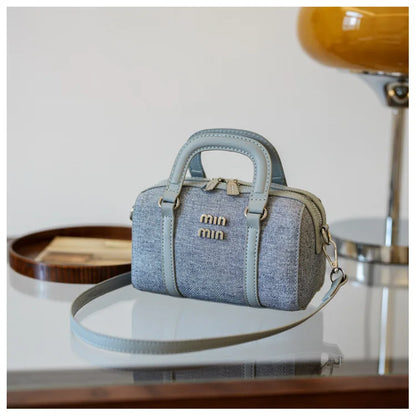 Fashion New Boston Denim HandBag For Women Single Shoulder Crossbody Barrel Satchel Handle Shoulder Bags
