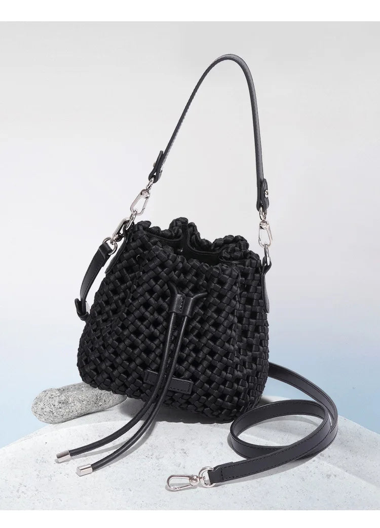 Customized Advanced Handbag Windmill Bucket Bag Handmade Weaving Bag Niche Design Light Luxury Single Shoulder Diagonal Span Bag