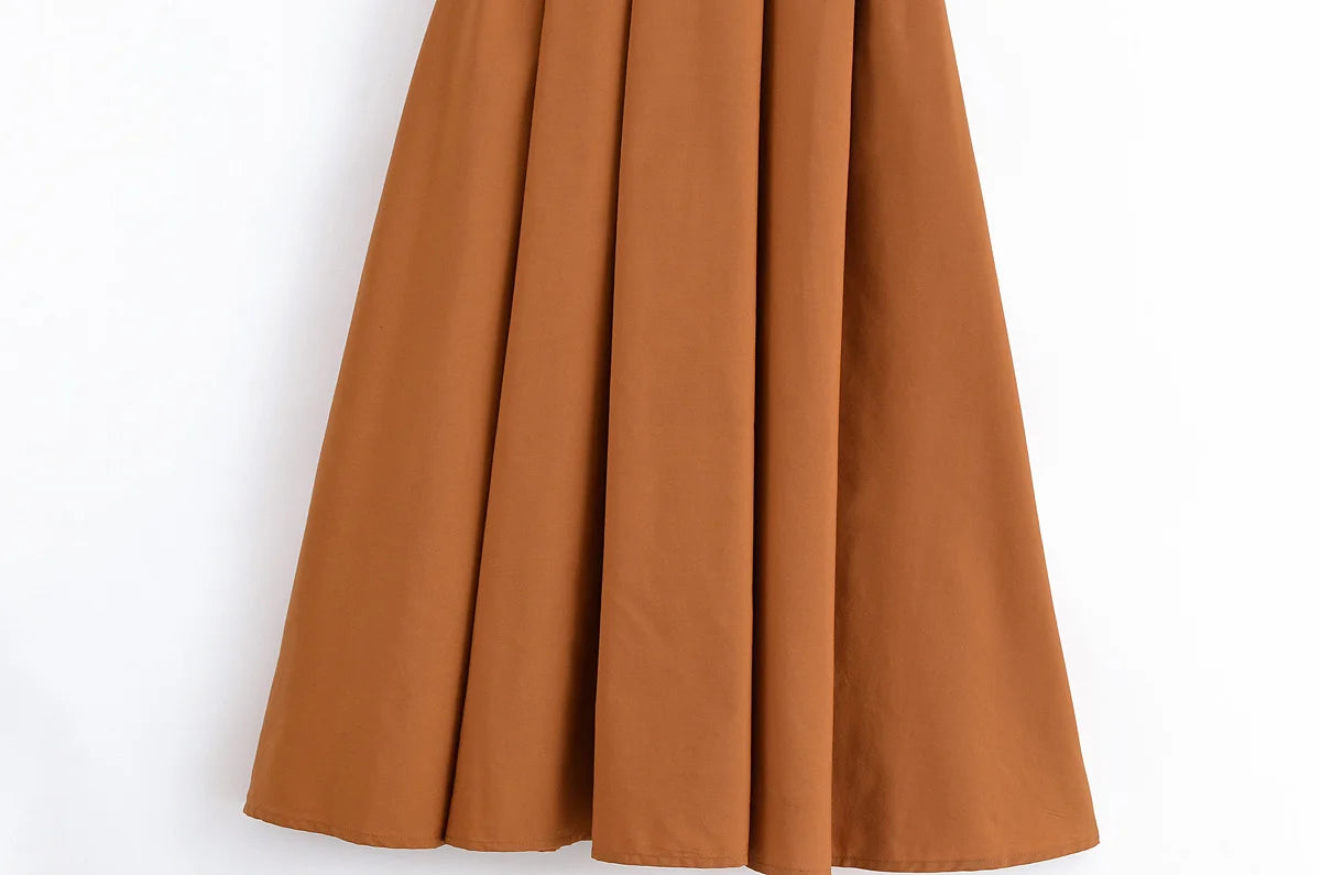 HH Woman Dresses Solid Turn-Down Collar Short Sleeve Pockets Bow Lace-Up Single-Breasted Female Fashion Long Dress 7 Color