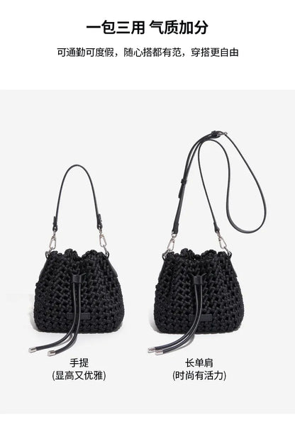 Customized Advanced Handbag Windmill Bucket Bag Handmade Weaving Bag Niche Design Light Luxury Single Shoulder Diagonal Span Bag