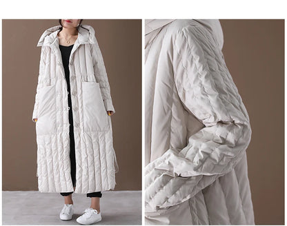 Winter Cotton-padded Clothes Women Coat 2023 Long Loose Female Hooded Padded Clothing Big Pocket Parkas Thicken Warm Jackets