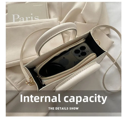 Elegant Black Handbag with Dual Handles, Chic Crossbody Bag, Retro Stylish Tote Small Bag for Women Girls Daily Use, Work, Party