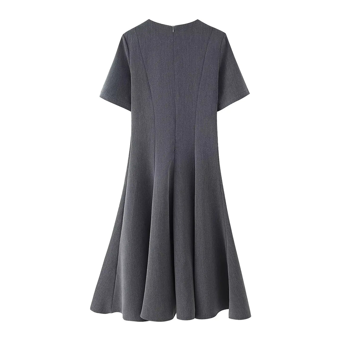 2025 new women's clothing European and American style fashionable design sense two-color wave wide swing round neck dress
