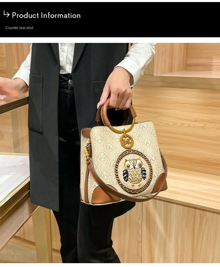 Women's handbag, genuine leather carrying bucket bag, new 2025 high-end design, fashionable single shoulder crossbody bag