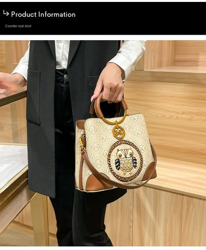 Women's handbag, genuine leather carrying bucket bag, new 2025 high-end design, fashionable single shoulder crossbody bag