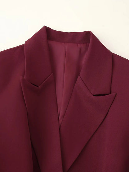 HH Woman's 2025 Autumn Fashion Long Sleeve Lapel Wide Shoulder Blazer Jacket Female Lace-up Single Buckle Exaggerated Coat