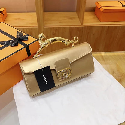 Women's Handbag New Bags For Women Metal Handle Leather Famous Brand Designer Crossbody Fashion Trend Shoulder Bag