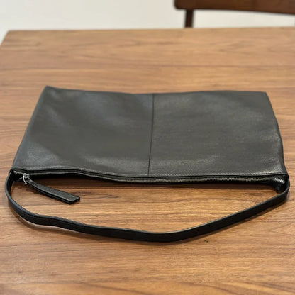 Genuine leather black shoulder bag woman minimalist crossbody bag cowhide handbags female luxury bag Large capacity soft leather