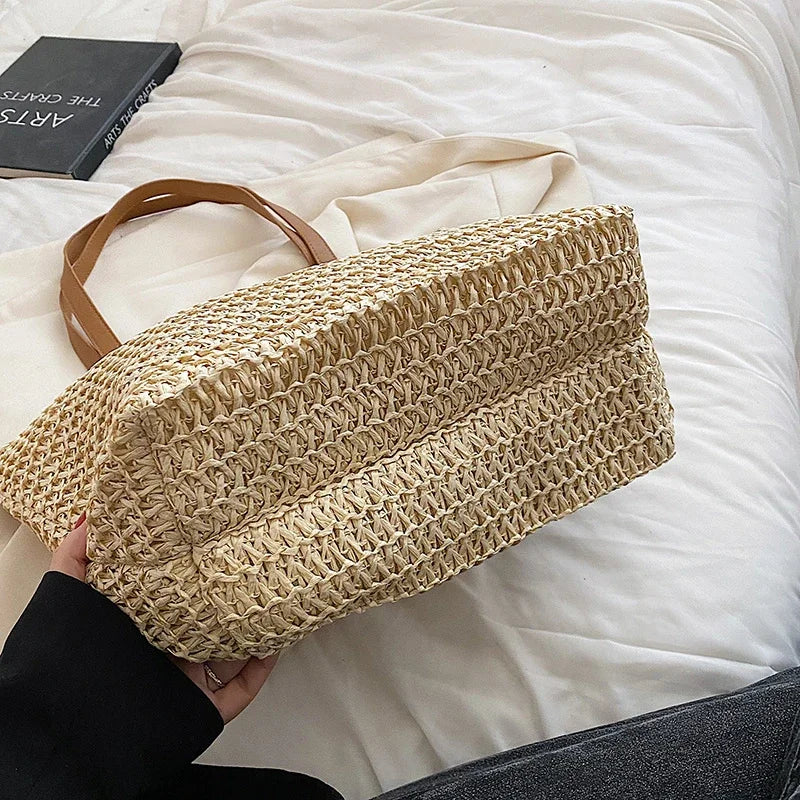 Women's Shoulder Handbag Bohemian 2024 Summer Fashion Straw Beach Tote Bag Travel Shopper Weaving Hand-woven Shopping Bags New