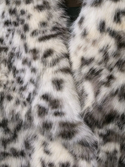 HH Woman's Fashion Coats Print Turn-Down Collar Long Sleeves Pockets Single-Breasted Female Winter Elegant Warm Jackets