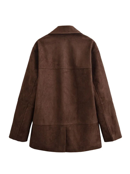 HH Woman's Fashion Coats Solid Turn-Down Collar Long Sleeves Pockets Single Breasted Female Autumn Streetweer Style Jackets