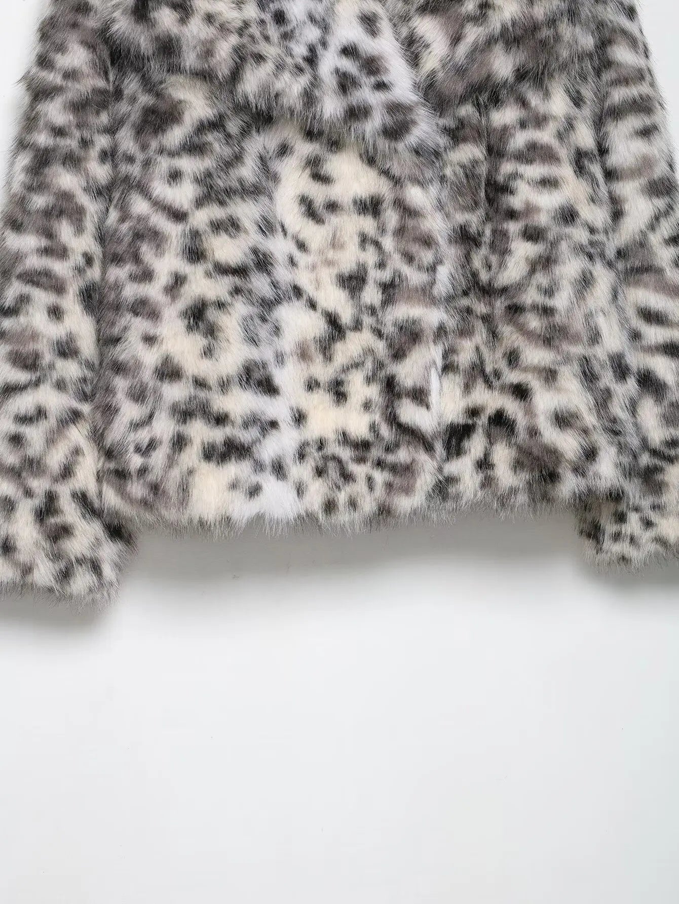 HH Woman's Fashion Coats Print Turn-Down Collar Long Sleeves Pockets Single-Breasted Female Winter Elegant Warm Jackets