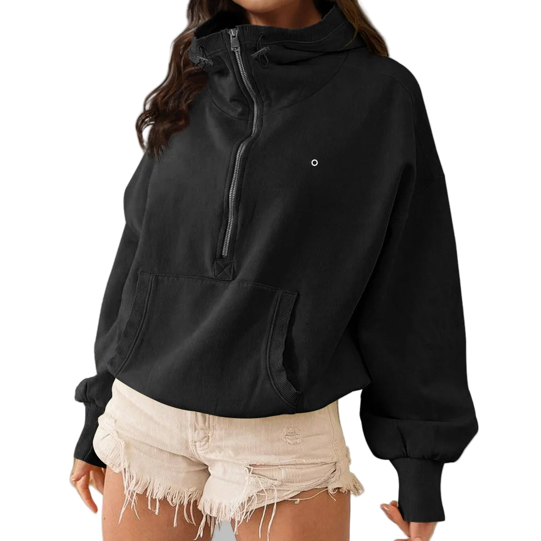 Women's Zip-Up Hooded Sports Sweatshirt