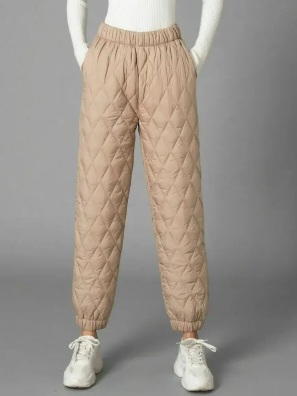 Winter Women Down Cotton Pants Thicked Thermal Quilted Cotton Trousers Middle Aged Elderly Mama Warm Sweatpants Women Clothes