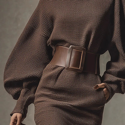 Woman Clothes Dresses Pure Lust Style Slanted Shoulder Bat Sleeves With Belt Pullover Sweater 2025 New Slim Fit Hot Girl Sweater