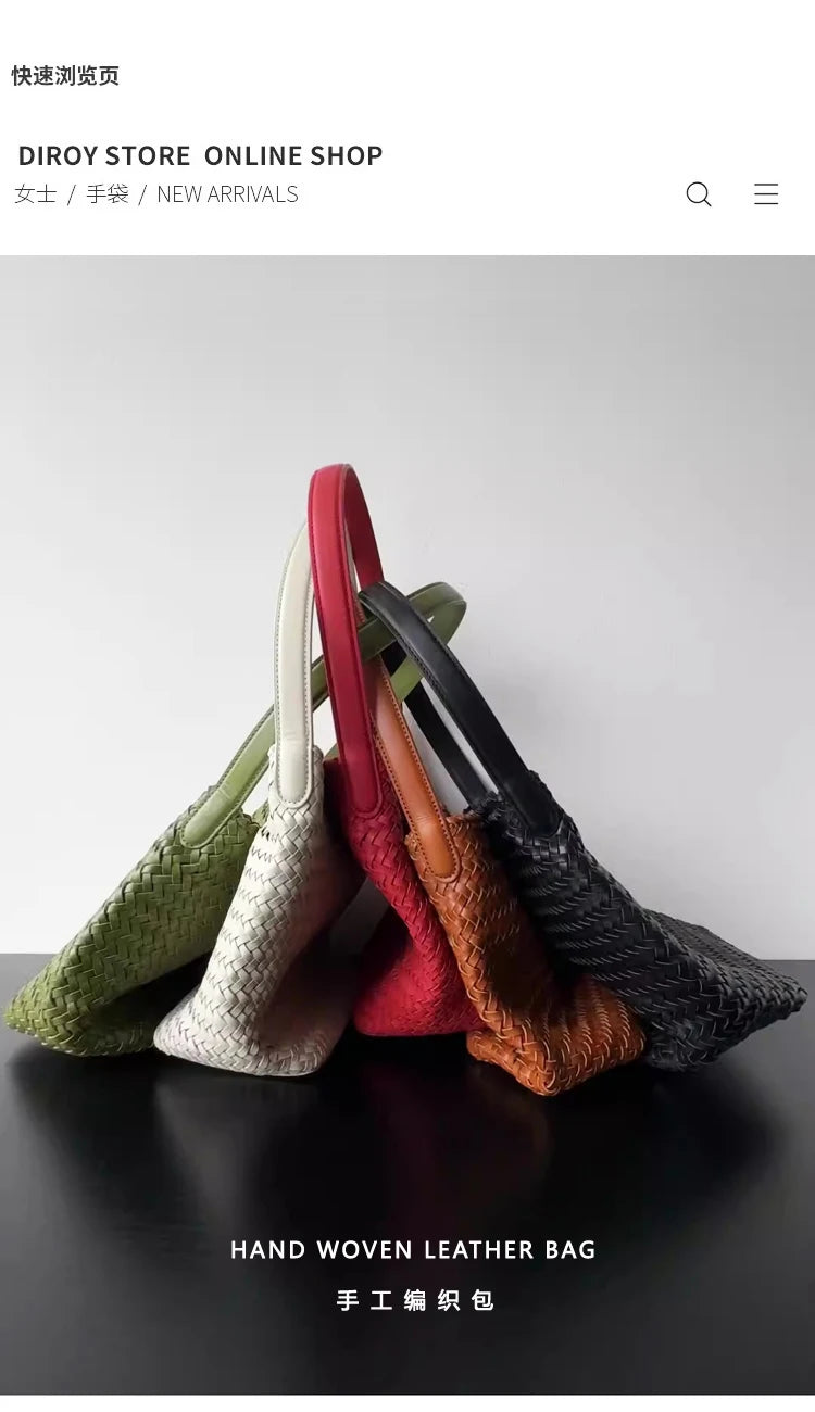 2025 new women's handbag high-end hand-woven large-capacity shoulder tote bag underarm bag crossbody versatile bucket bag