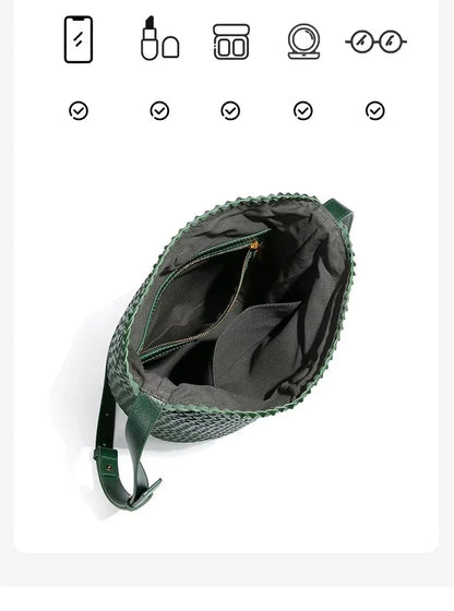 2025 new women's handbag high-end hand-woven large-capacity shoulder tote bag underarm bag crossbody versatile bucket bag