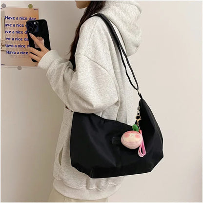 Casual Nylon Womens Shoulder Bag Korean Fashion Simple College Style Crossbody Bag Large Capacity Designer Ladies Handbag Purse