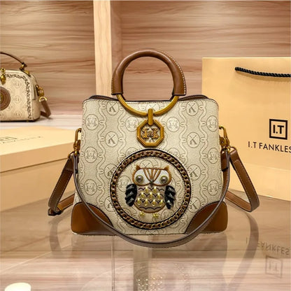 Women's handbag, genuine leather carrying bucket bag, new 2025 high-end design, fashionable single shoulder crossbody bag