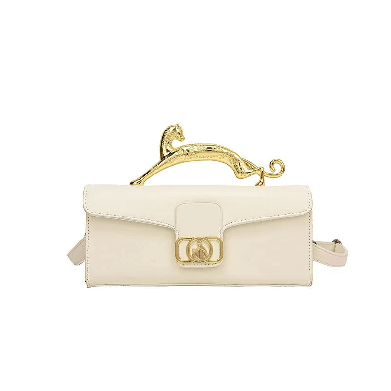 Women's Handbag New Bags For Women Metal Handle Leather Famous Brand Designer Crossbody Fashion Trend Shoulder Bag