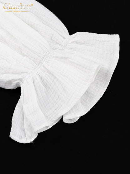 Clacive Fashion White Office Woman Blouses 2022 Autumn Lapel Long Sleeve 100%Cotton Shirts Lady Elegant Chic Top Female Clothes