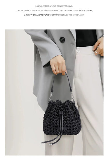Customized Advanced Handbag Windmill Bucket Bag Handmade Weaving Bag Niche Design Light Luxury Single Shoulder Diagonal Span Bag