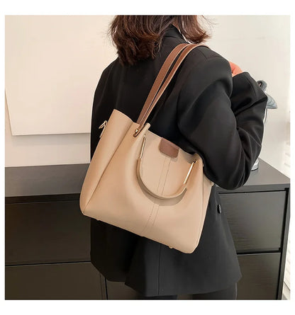 Portable Commuter Women Shoulder Bags Large Capacity Handbag Ladies Fashion Tote Vintage Soft Pu Leather Underarm Bag for Female