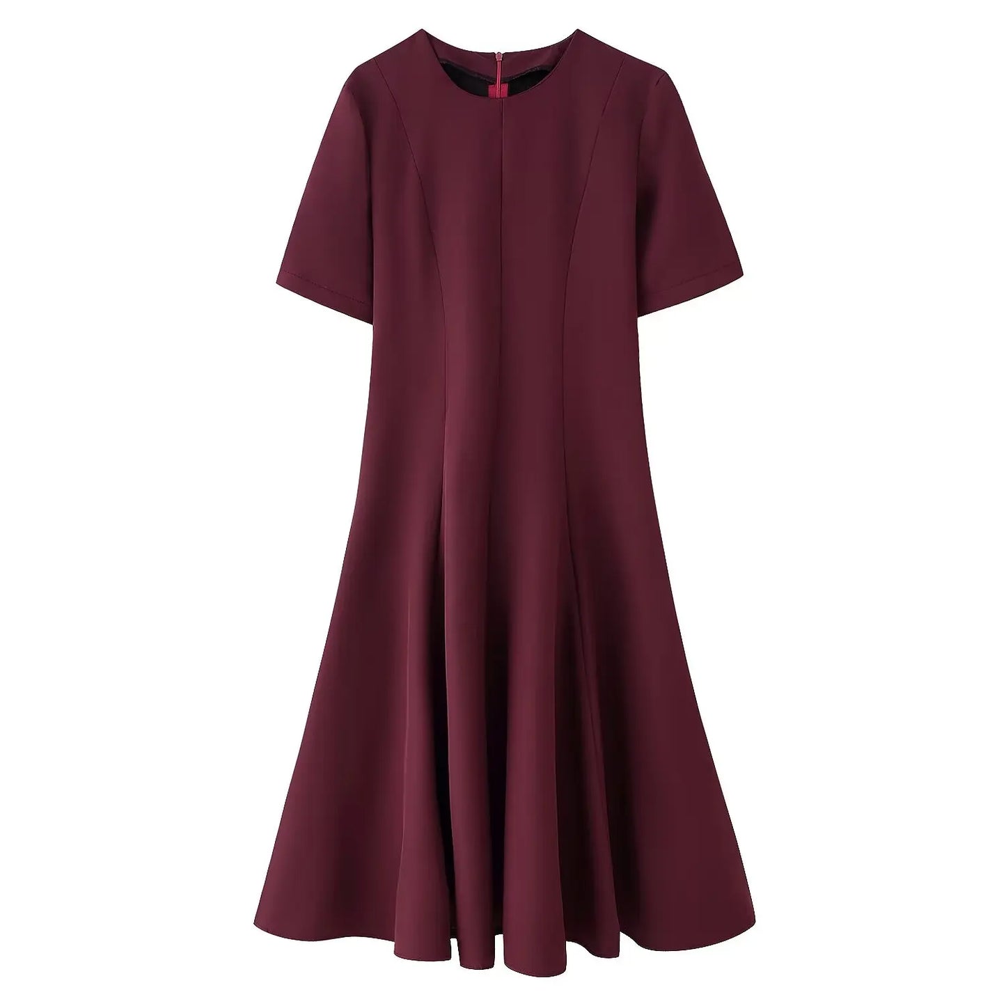 2025 new women's clothing European and American style fashionable design sense two-color wave wide swing round neck dress