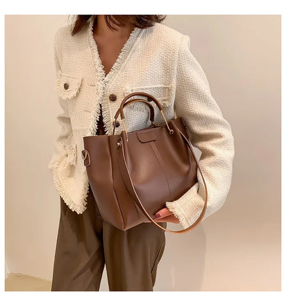 Portable Commuter Women Shoulder Bags Large Capacity Handbag Ladies Fashion Tote Vintage Soft Pu Leather Underarm Bag for Female