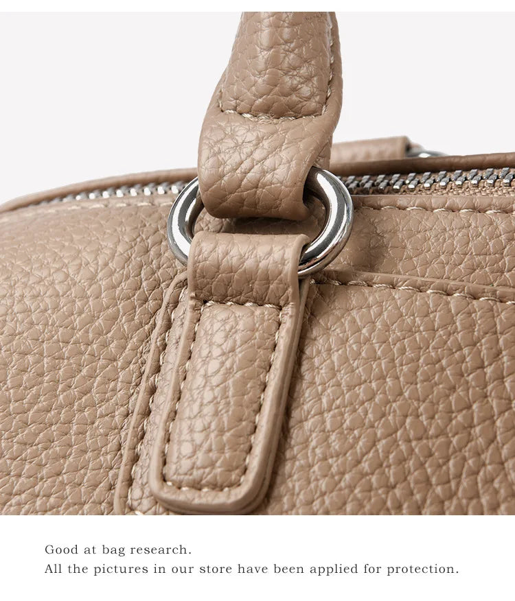 New Women's Handbag, Simple and Versatile Tote Bag, Large-Capacity Soft Leather Shoulder Bag, Crossbody Bag for Commuting and Shopping, High-End Solid Color Casual Bag