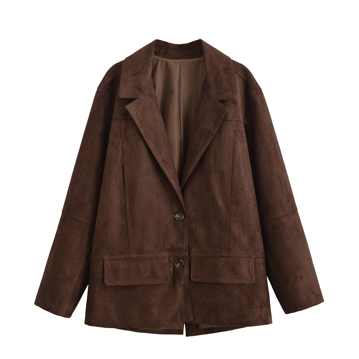 HH Woman's Fashion Coats Solid Turn-Down Collar Long Sleeves Pockets Single Breasted Female Autumn Streetweer Style Jackets