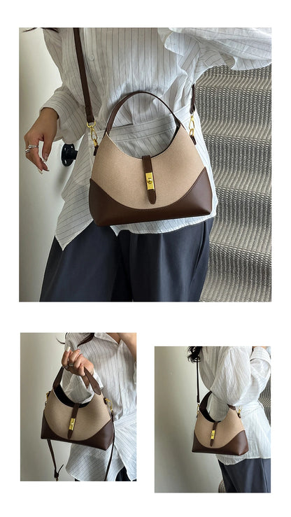 Women's Luxury Leather Fashion Classic Tote Bag Elegant Designer Shoulder Crossbody Handbag For Daily Sophisticated Looks