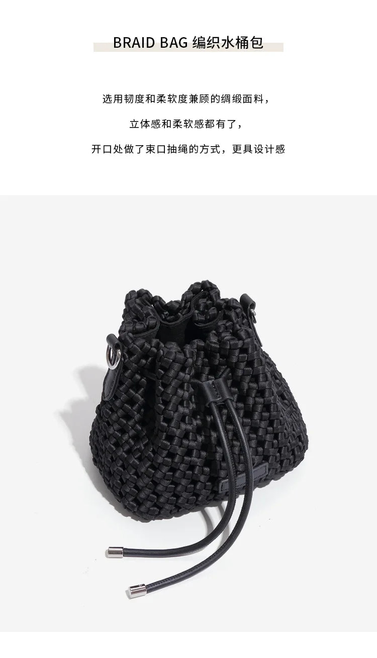 Customized Advanced Handbag Windmill Bucket Bag Handmade Weaving Bag Niche Design Light Luxury Single Shoulder Diagonal Span Bag