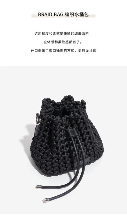 Customized Advanced Handbag Windmill Bucket Bag Handmade Weaving Bag Niche Design Light Luxury Single Shoulder Diagonal Span Bag