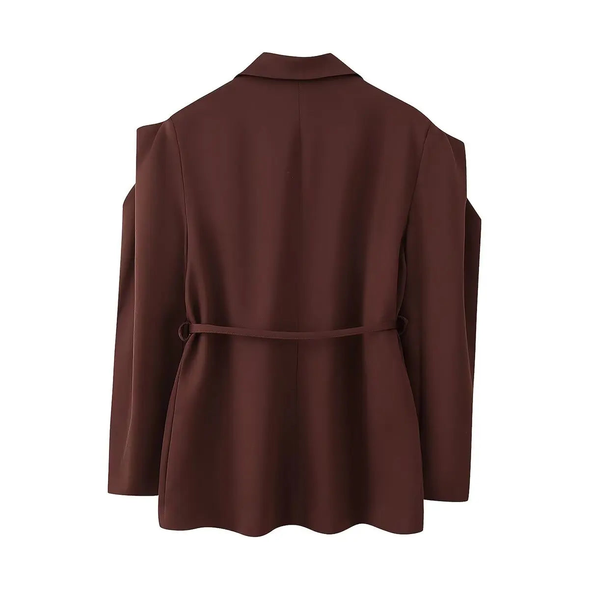 HH Woman's 2025 Autumn Fashion Long Sleeve Lapel Wide Shoulder Blazer Jacket Female Lace-up Single Buckle Exaggerated Coat