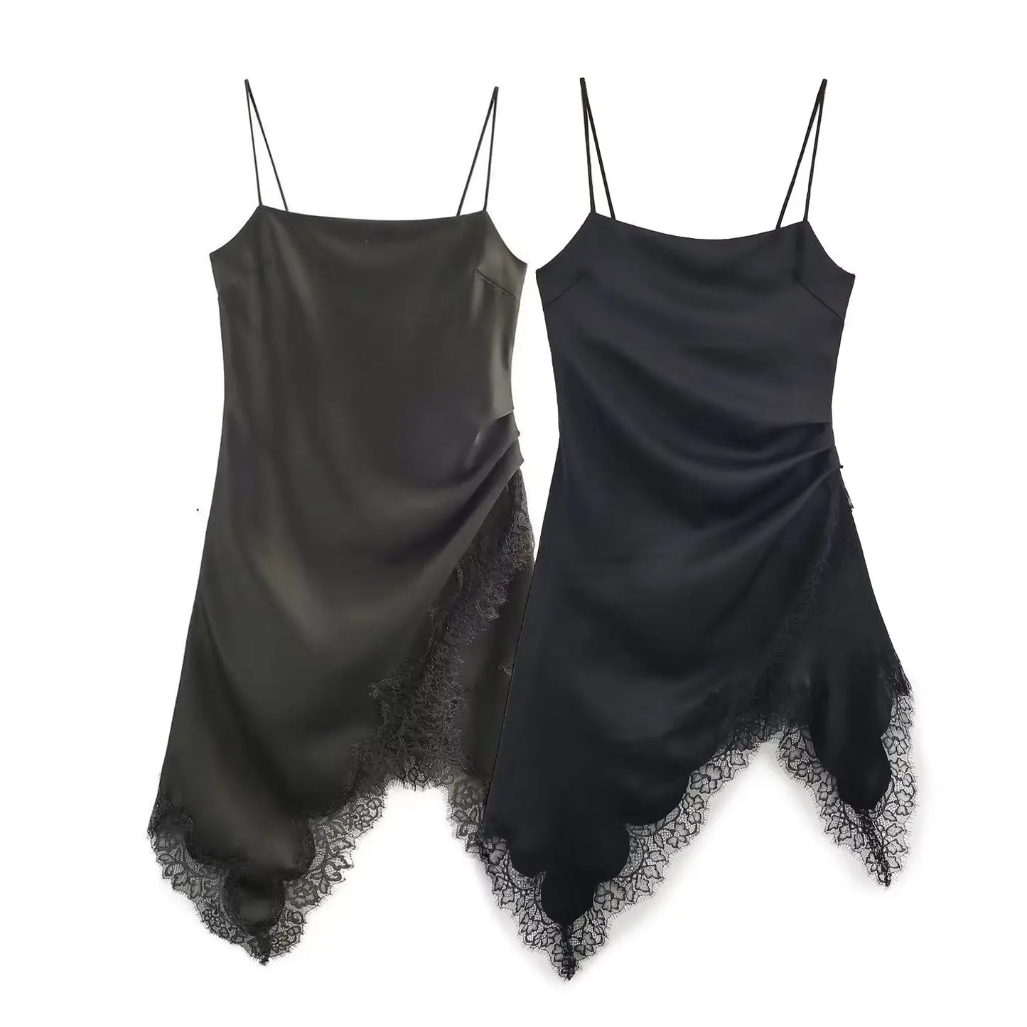 HH Woman Elegant Lace Decoration Camisole Underwear Style Top Female Spring Casual Sleeveless Backless Asymmetry Solid Tops