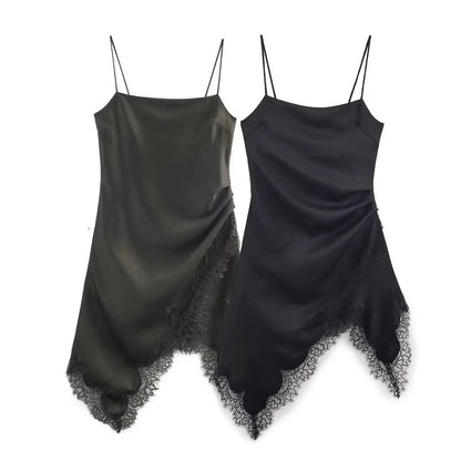 HH Woman Elegant Lace Decoration Camisole Underwear Style Top Female Spring Casual Sleeveless Backless Asymmetry Solid Tops