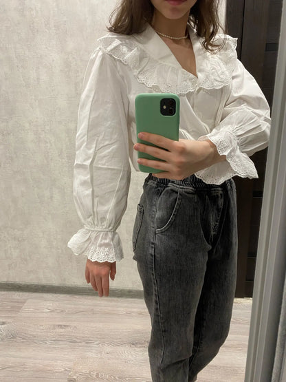 Women Blouse Female Shirt Summer Womens Blouses Spring Maxi Blusas Casual Elegant Vintage Long Sleeve Cotton Oversize Loose