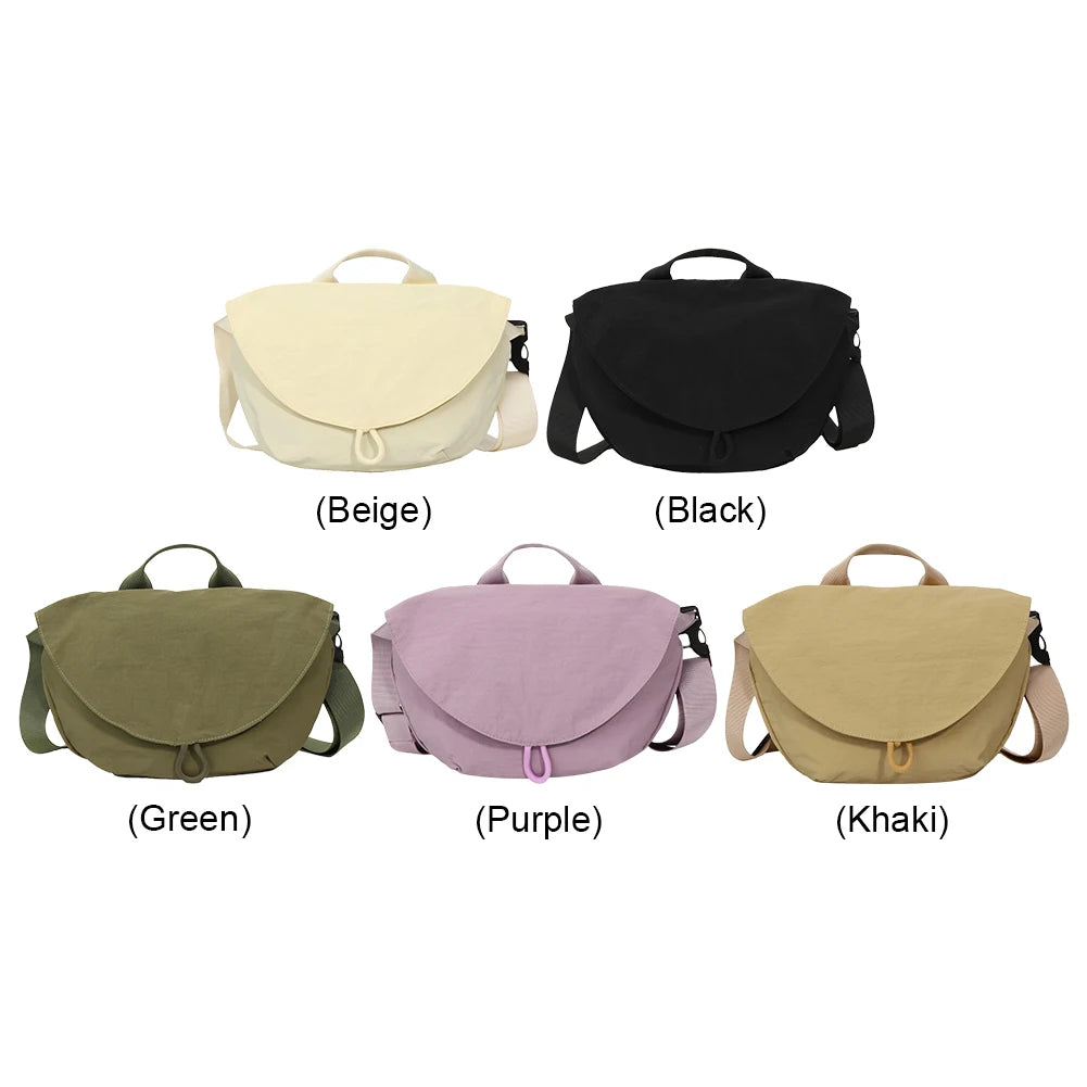 Nylon Small Crescent Crossbody Purses Bag Casual Travel Sling Bag Solid Small Shoulder Bag Adjustable Strap for Women Men Trendy